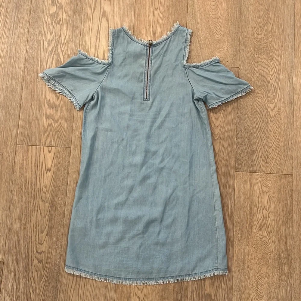 PPLA Cleo Fringed Trim Cold Shoulder Dress, Size Small - Picture 3 of 8